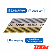 Реечные гвозди для нейлера ершеные без покрытия Toua D34 75 мм